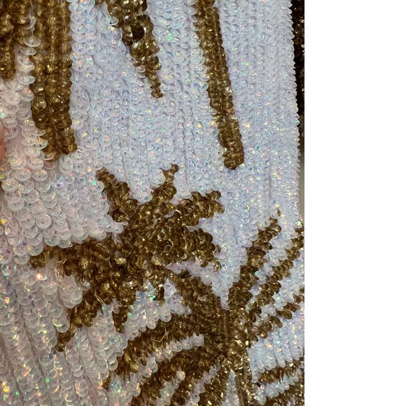 NEW Size S retrofete Grace Dress in White & Gold Palm REVOLVE MSRP $765 - Picture 9 of 11